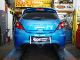 OPEL CORSA OPC Turboback exhaust with racing catalytic converter.